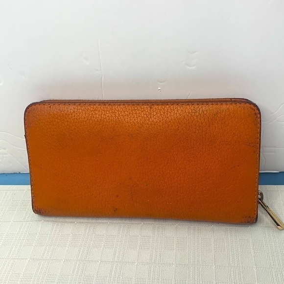 Michael Kors Orange 🍊 Hamilton Traveler Large Zip Leather Wallet - Picture 3 of 12